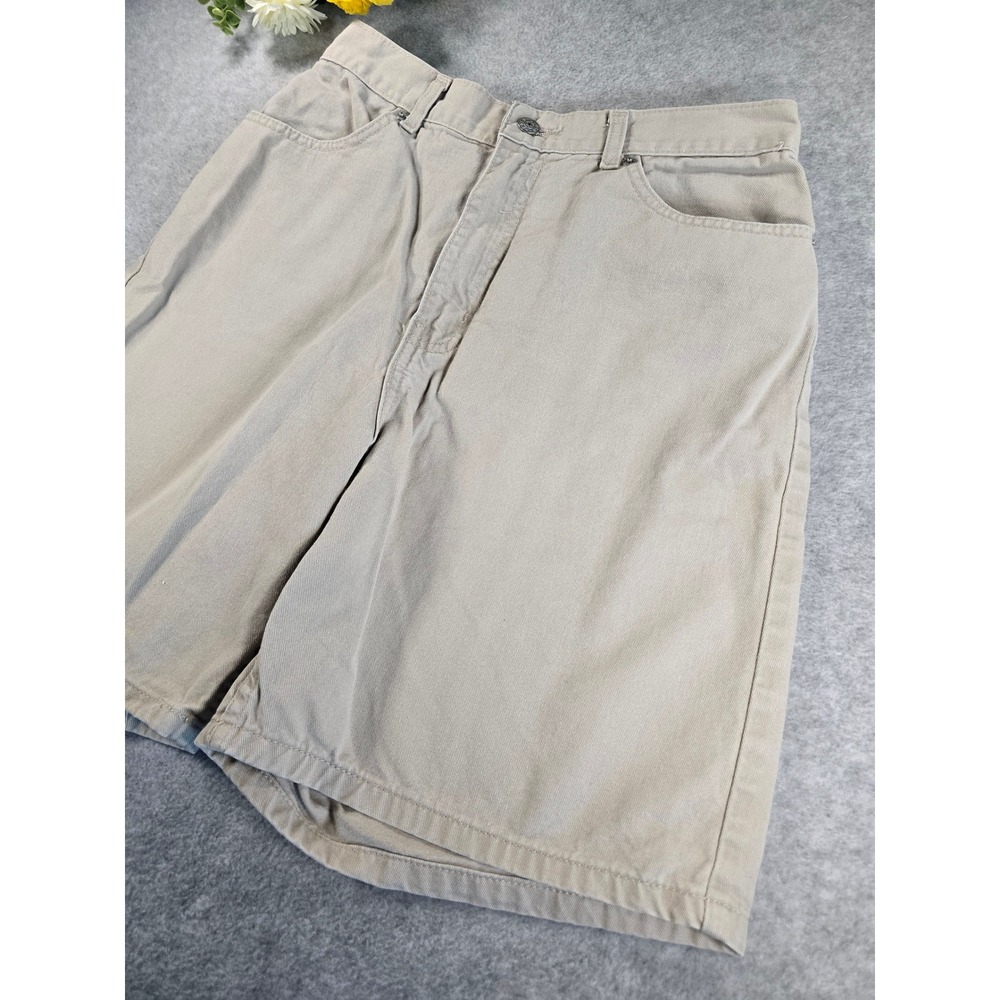 Vintage 90s Faded Glory High Waisted Khaki Cotton Mom Shorts Tan Size 12 - Picture 3 of 10